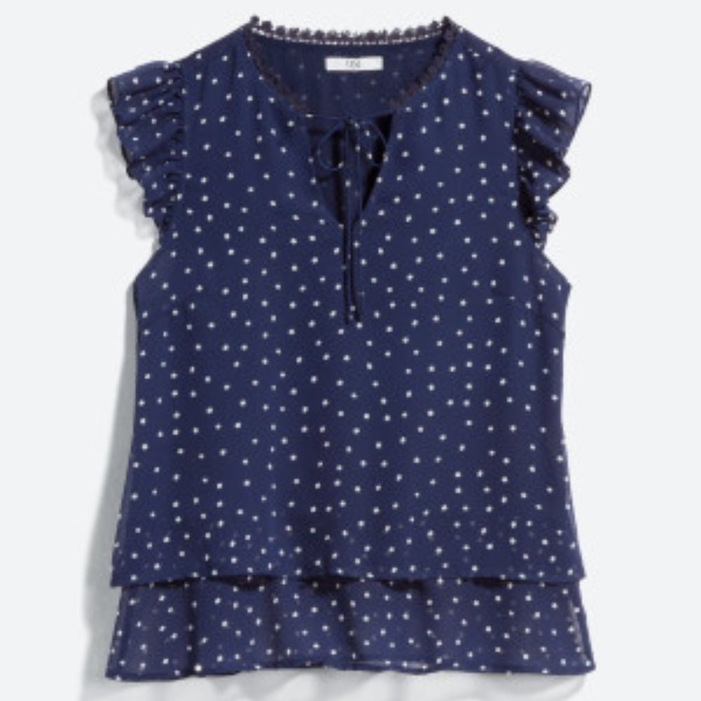 Camero Flutter Sleeve Ploka-dot Blouse - Picture 1 of 5